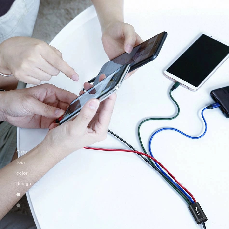 Kabllo multifunksionale Baseus CA1T4-B01, 4-në-1, 1.2m, 3.5A, e zezë