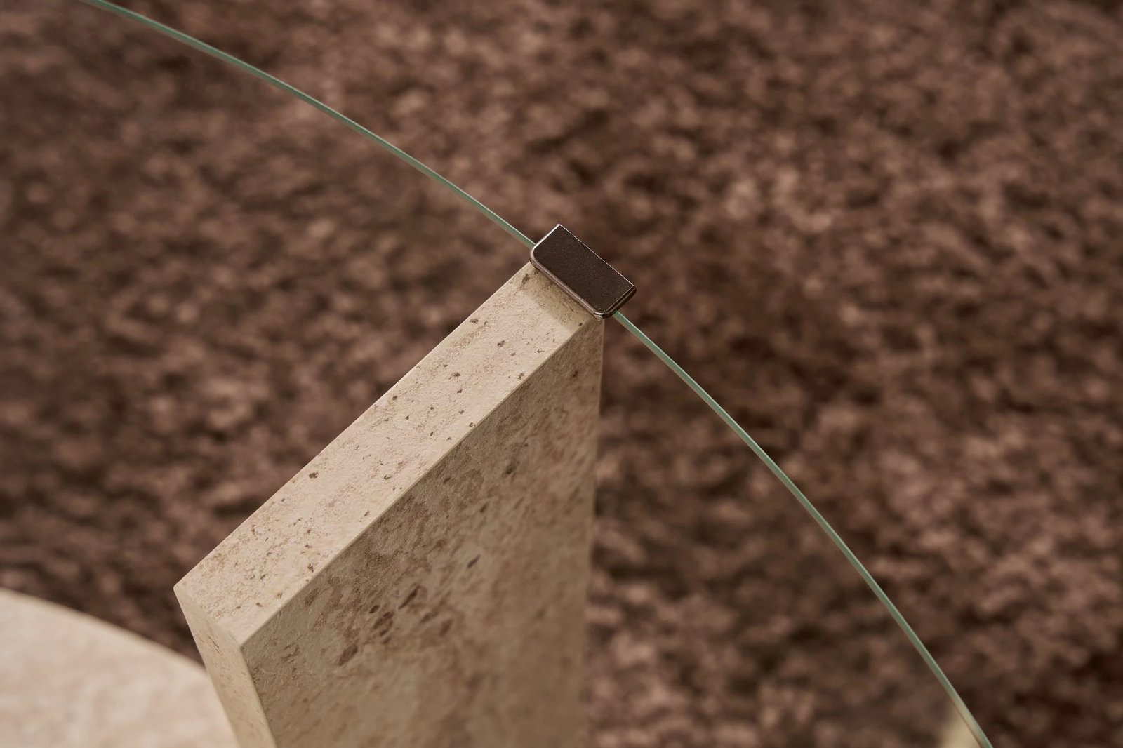 Tavolinë kafeje Nordure, Clara, travertin, transparente