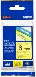 Kasetë shirit etiketimi Brother TZe-611 6 mm e laminuar, zi në të verdhë