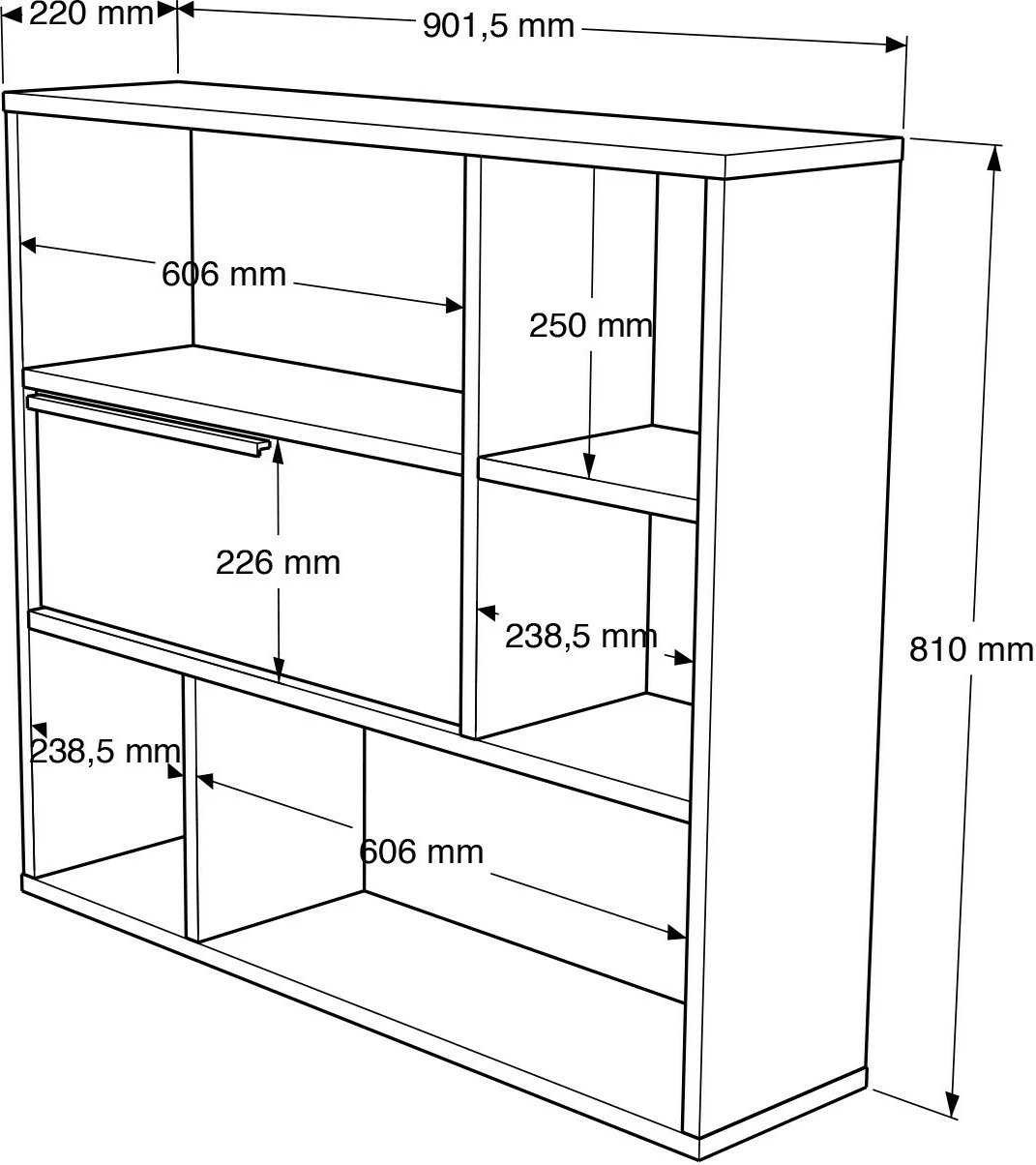 Raft muri Hanah Home, On5-Su, ngjyrë arr dhe lis, 90.1x81x22 cm