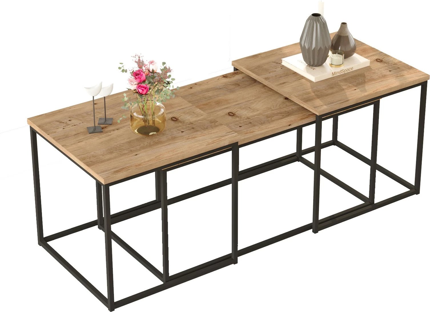 Tavolinë kafeje set prej tre pjesësh, ngjyrë Atlantic Pine, Skye Decor, Vg9-A