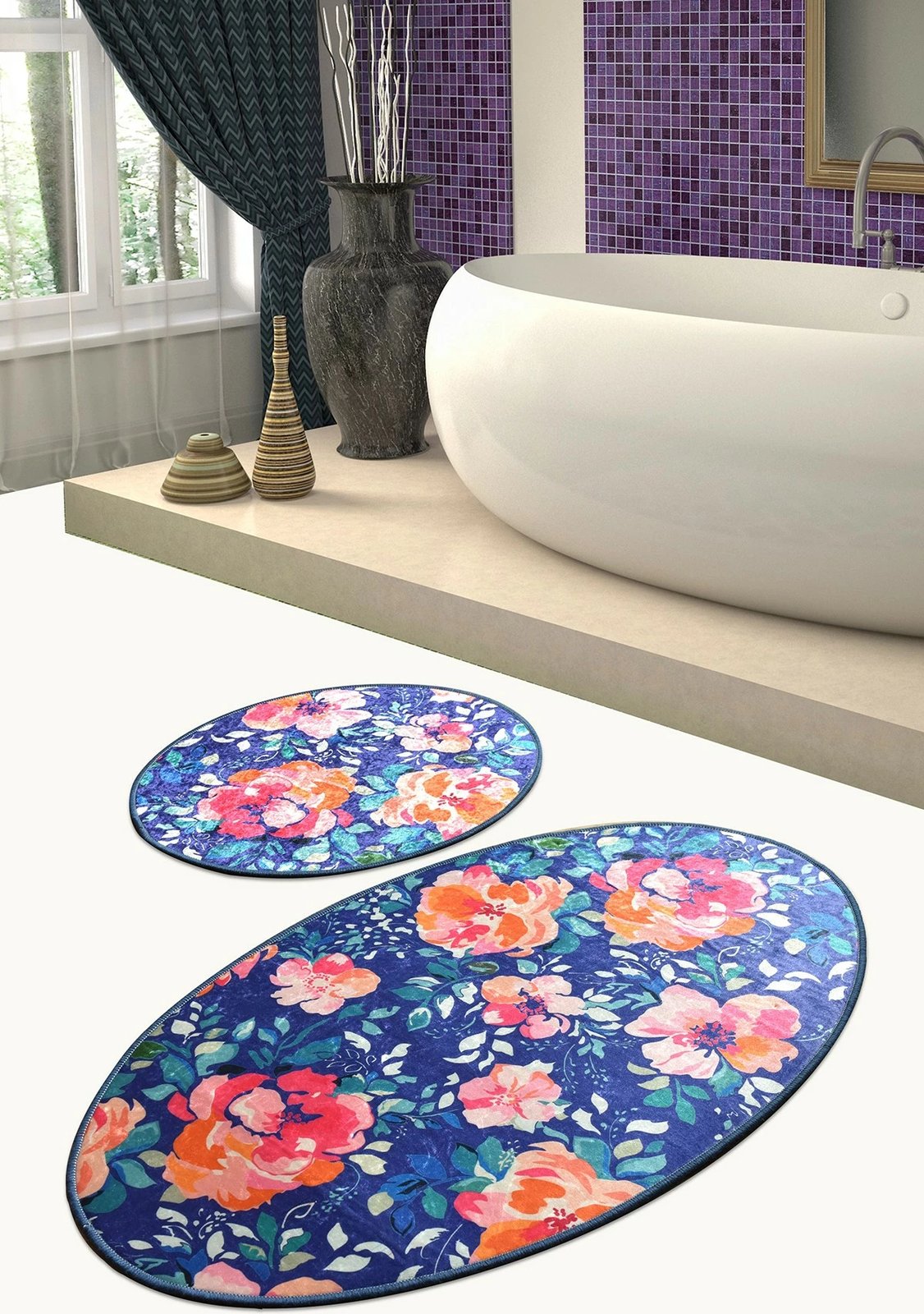 Set tapetash për banjo, dy copë, model lule, Mijölnir, Djt