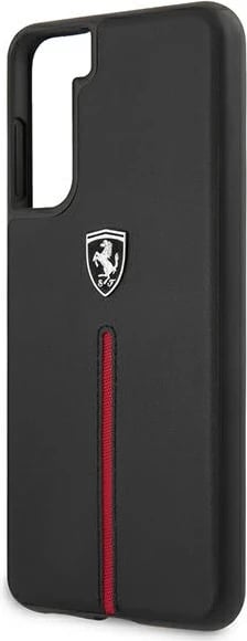 Mbështjellës Ferrari Off Track për Samsung Galaxy S21, lëkurë natyrale, i zi