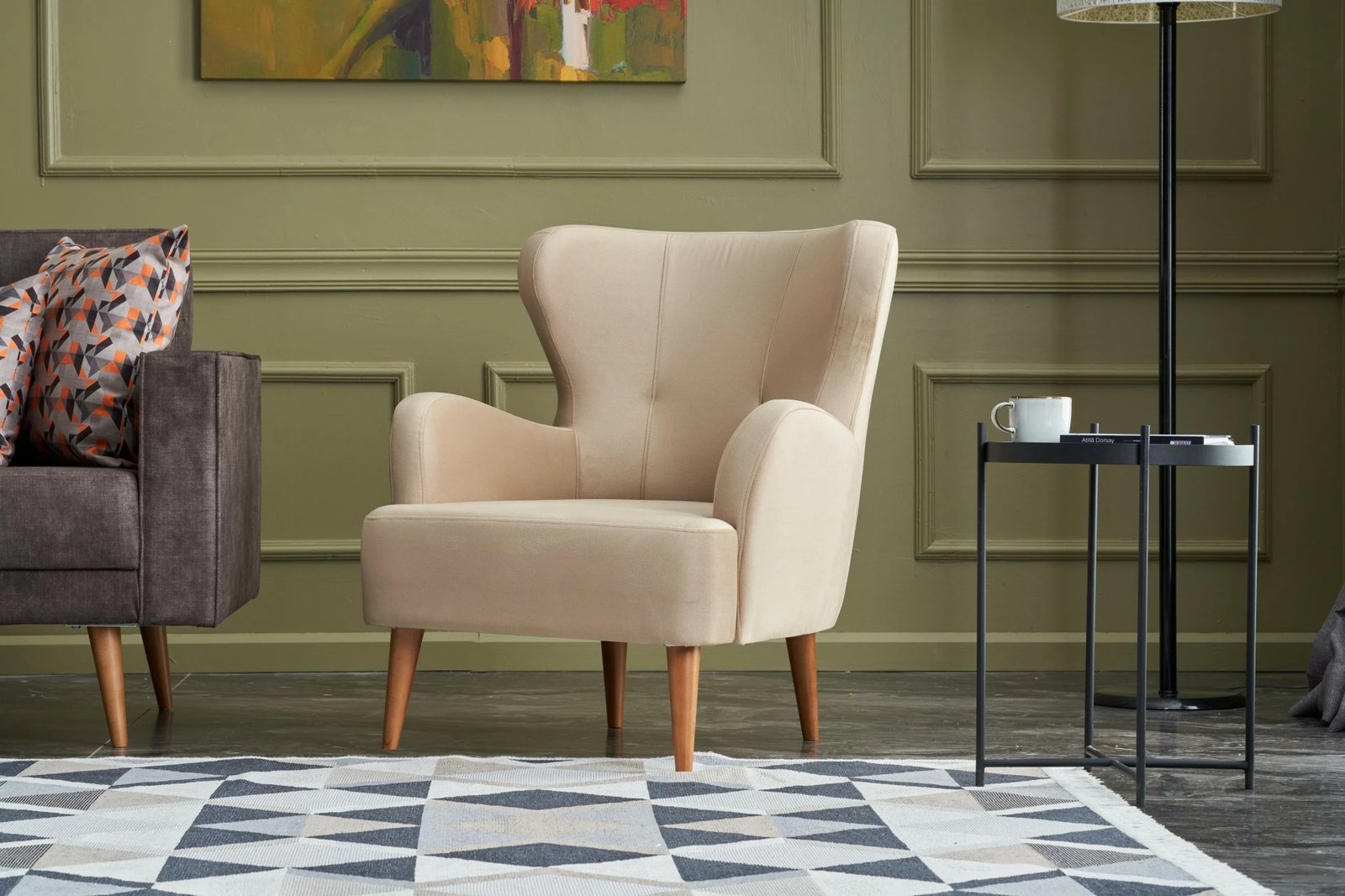 Karrige wing Karina, kadife krem