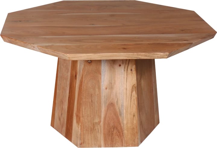 Tavolinë kafeje oktagonale, dru akacie, ngjyrë natyrale, D80x45cm