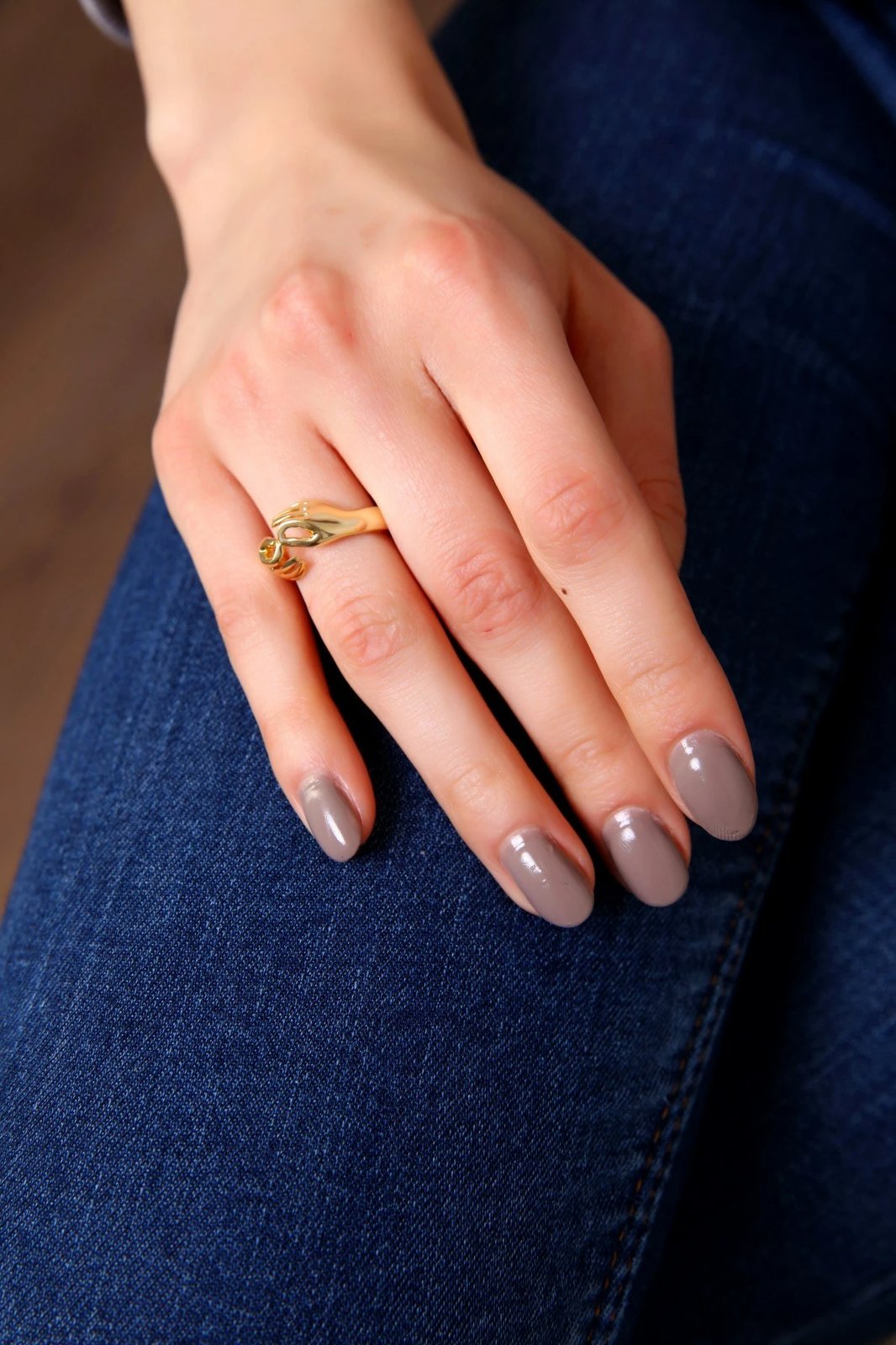 Unazë prej bronzi, ngjyrë ari, me gur zirkoni, Jumeon, Çiftelyz001