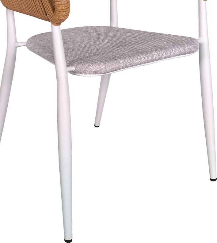 Tavolinë me 6 karrige Kliton-Raven set prej 7 copash alumini ngjyrë e bardhë 150x80x74cm