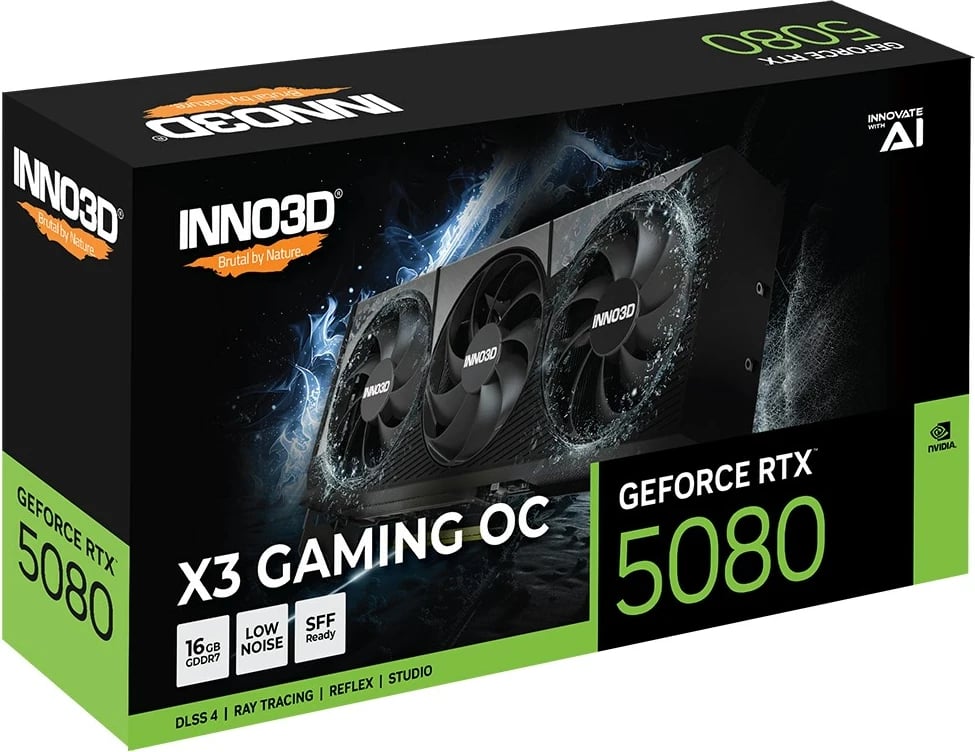 Kartelë grafike INNO3D Gaming OC GeForce RTX 5080 X3, 16 GB GDDR7, Argjendtë