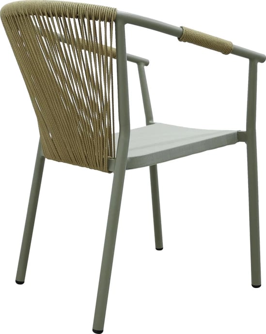 Karrige alumini me krahë e grumbullueshme me kornizë kafe-textilene-pe rattan 56x63x82cm