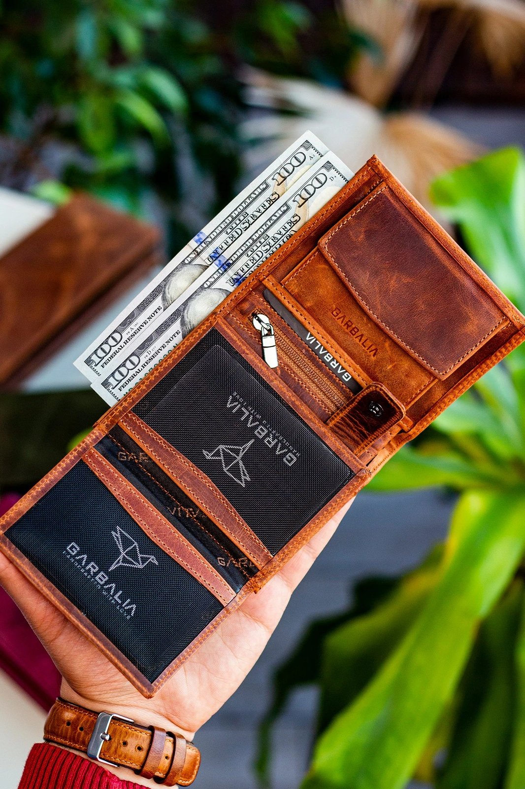 Portofol për burra, lëkurë natyrale, ngjyrë tan, Zoozie Bags Dortmund