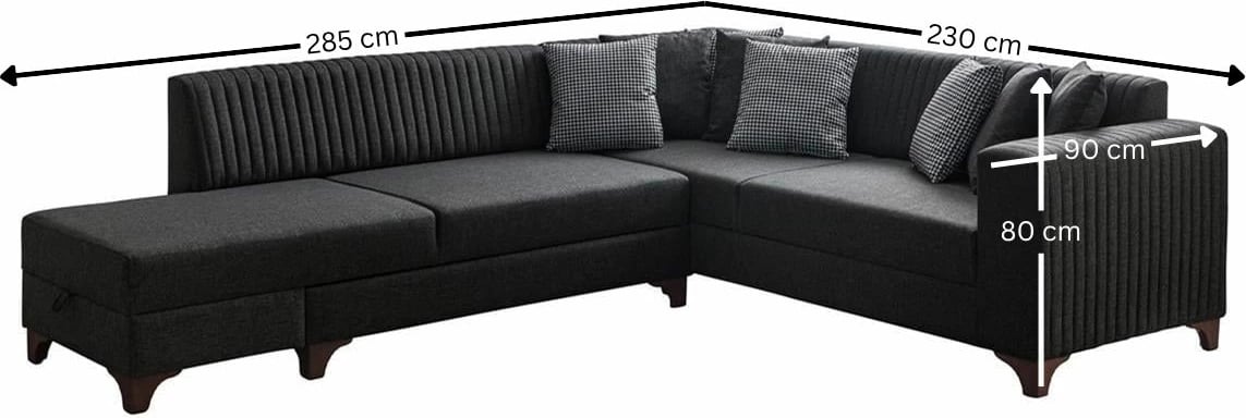 Kënd-sofë shtrat Atelier del Sofa, West majtas, ngjyrë antracit