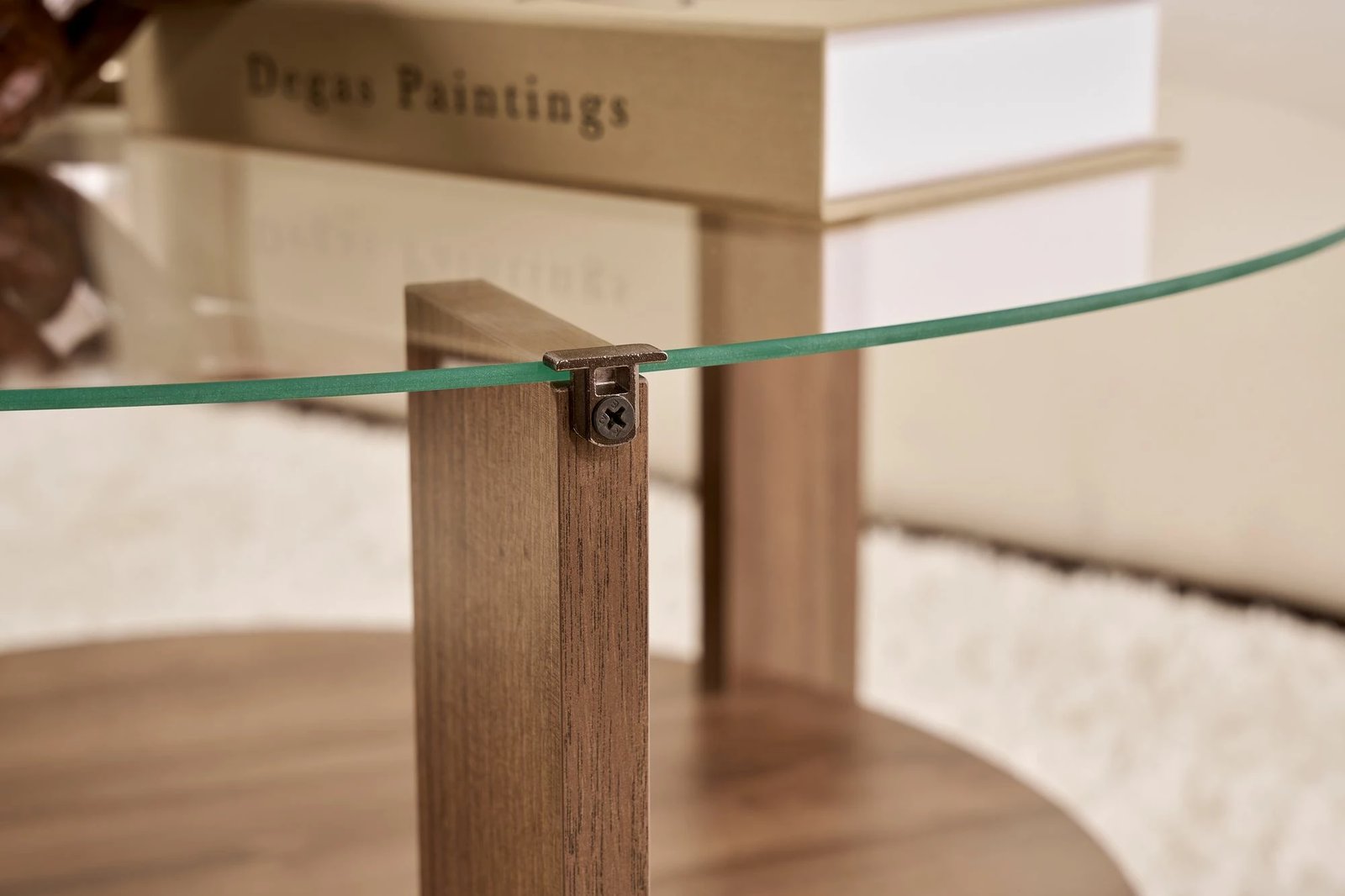 Tavolinë kafeje Nordure, Clara, ngjyrë arre, xham transparent