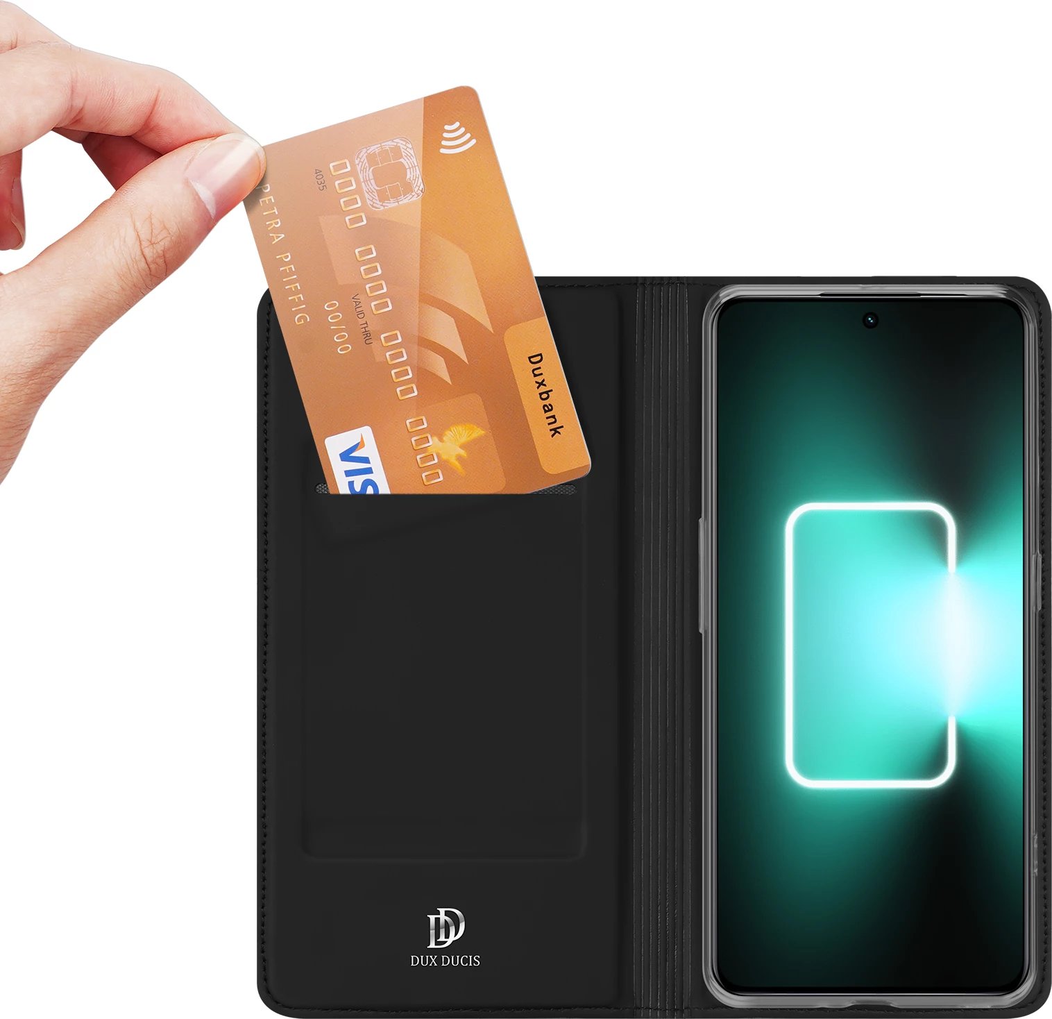 Mbështjellës Dux Ducis Skin Pro për Realme GT Neo 5 / Realme GT3, me kapak, xhep kartelash, funksion standi, e zezë Mbështjellës Dux Ducis Skin Pro për Realme GT Neo 5 / Realme GT3, me kapak, xhep kartelash, funksion standi, e zezë