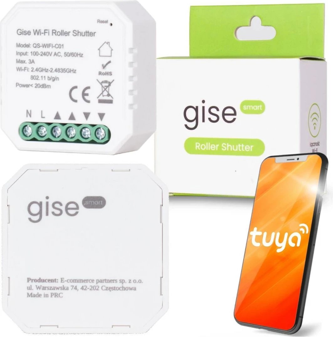 Kontrollues smart për roleta GISE, WiFi, Tuya, i bardhë