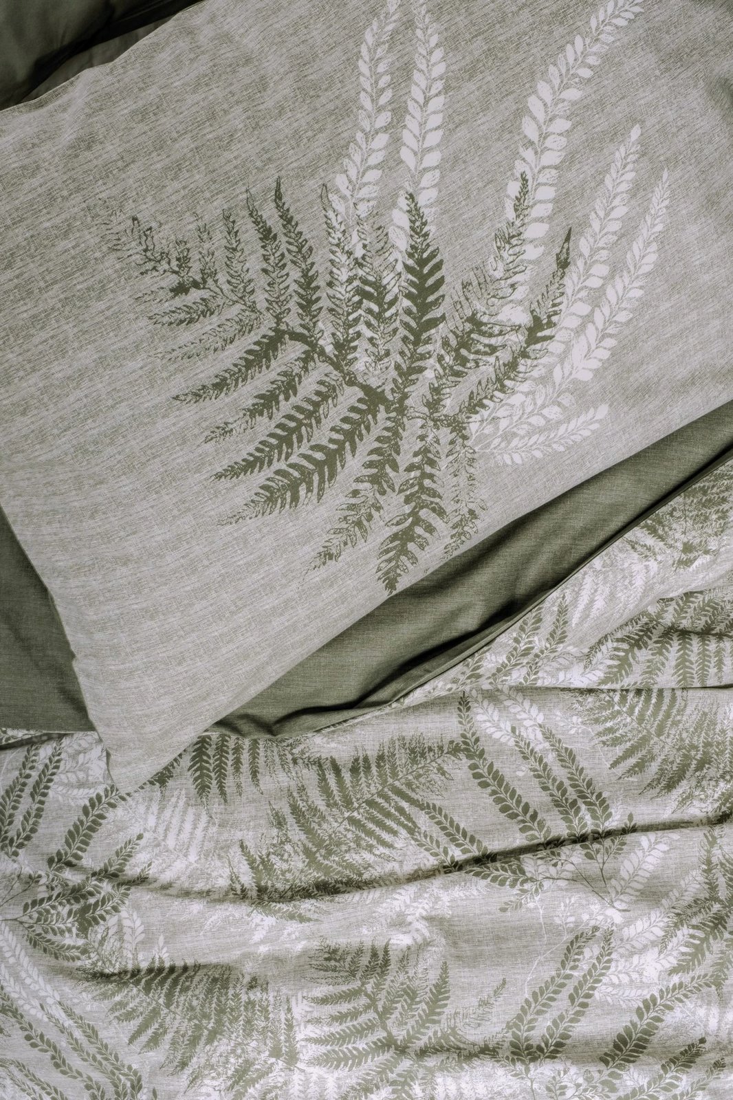 Set mbulesë për jorgan njëpersonësh, ngjyrë kaki, L'essentiel, Frond