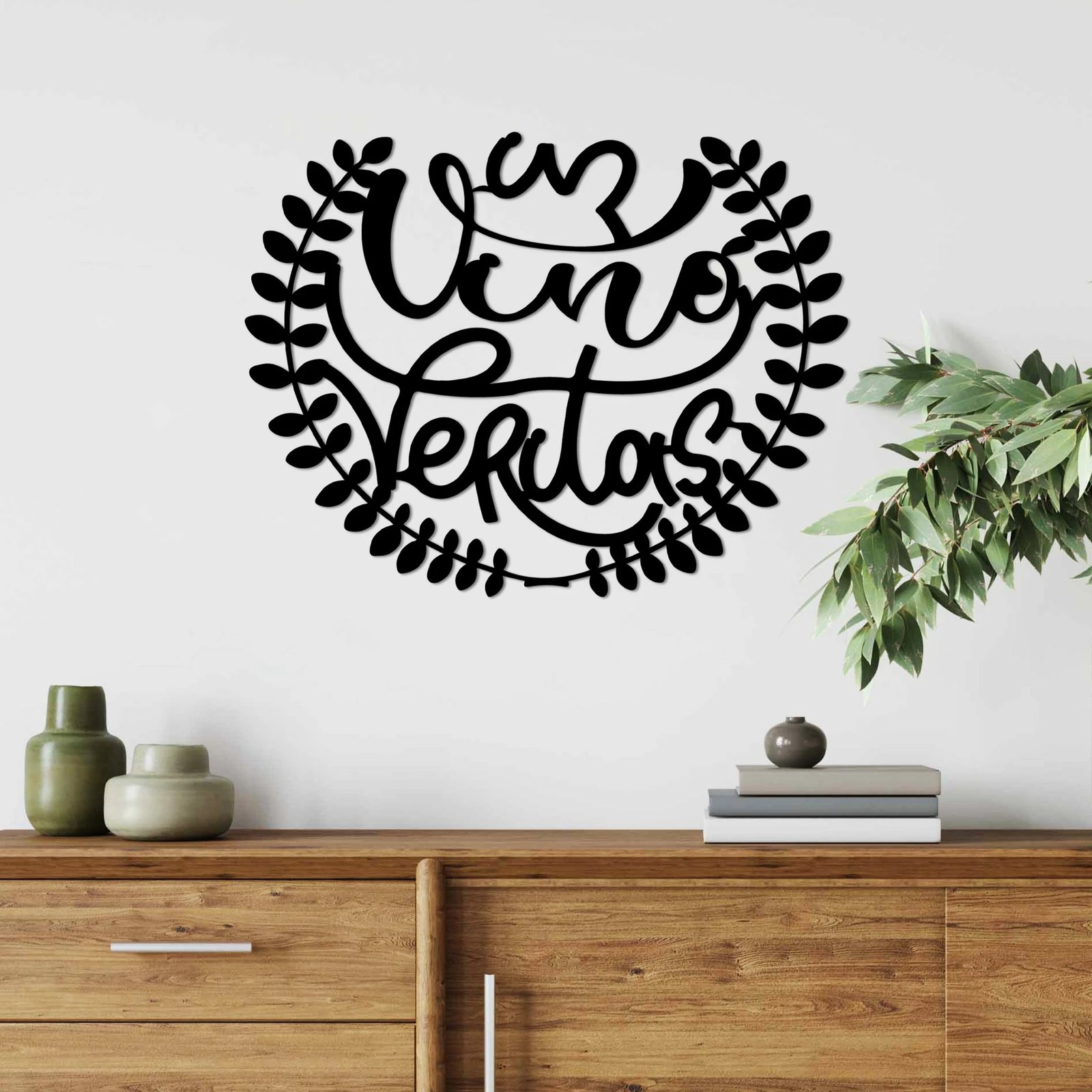 Aksesor dekorativ metalik për mur, Wallity, Veritas 4, ngjyrë e zezë, 56x44cm