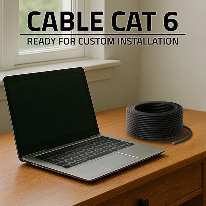 Kabllo rrjeti UTP CAT6, Qoltec 54561, 50m, 1 Gb/s 250 MHz, U/UTP solid CCA 0.52mm, e zezë