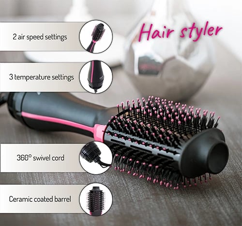 stajler flokësh, Camry Adler CR 2025, 1200W (max 1800W), 2 shpejtësi ajri, 3 nivele temperature, cilindër me veshje qeramike, kabllo 1.75m