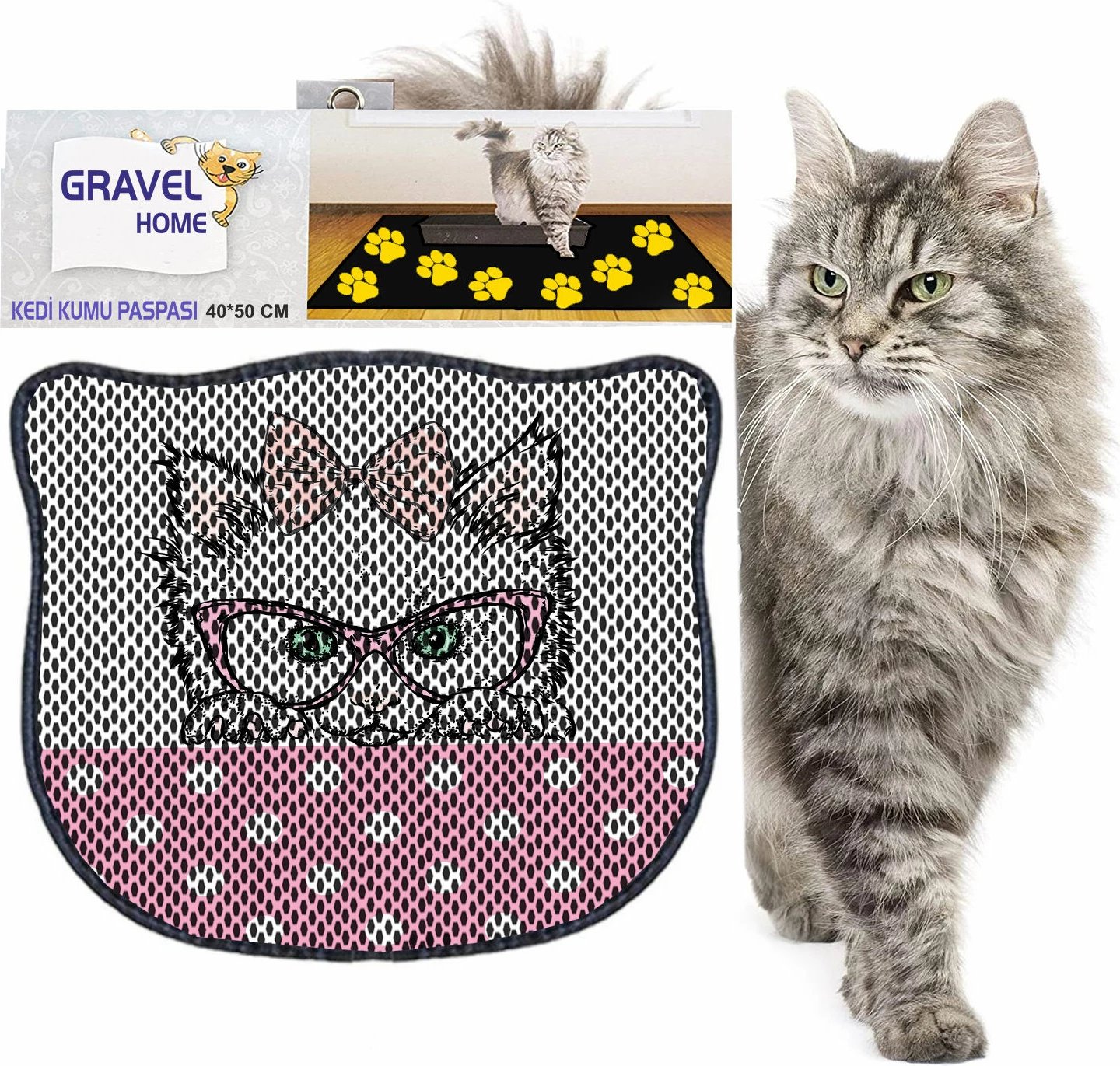 Tapet për rërë mace, shumëngjyrësh, Paws & Whiskers, Kdkafa0258, 40x50cm