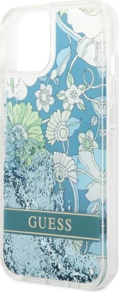 Mbështjellës Guess Flower Liquid Glitter për iPhone 14 6.1", i gjelbër, hardcase Mbështjellës Guess Flower Liquid Glitter për iPhone 14 6.1", i gjelbër, hardcase