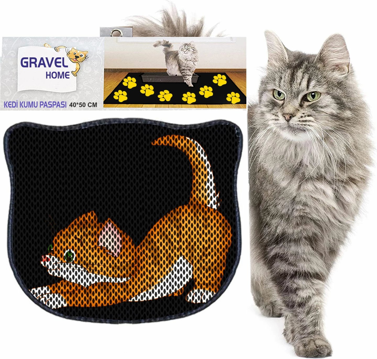 Tapet për rërë mace, shumëngjyrësh, Paws & Whiskers, Kdkafa0118, 40x50cm