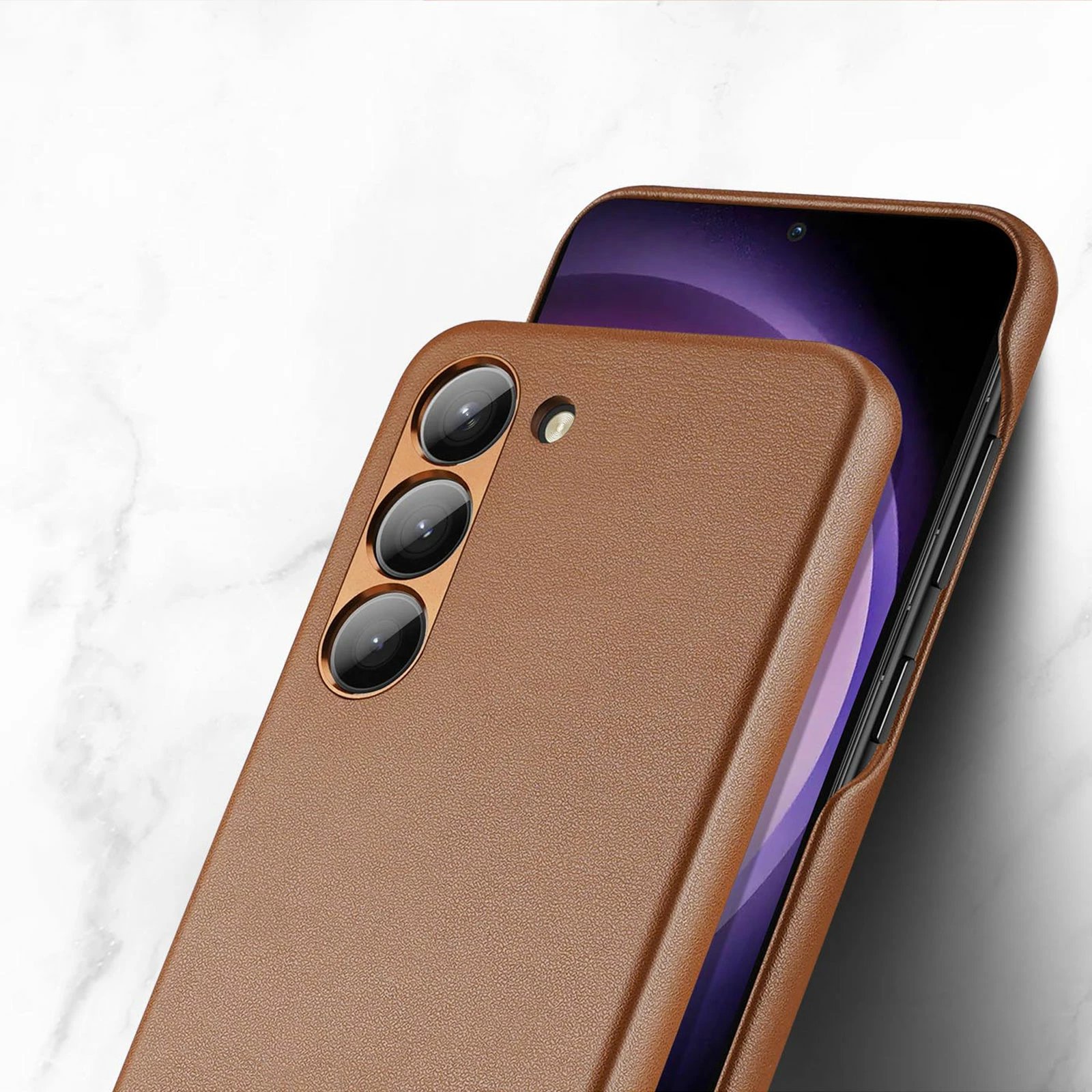 Mbështjellës Dux Ducis Grit për Samsung Galaxy S23+, lëkurë ekologjike, Kafe