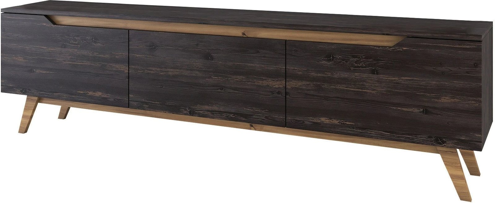 Komodë TV Skye Decor, D1 - 1009, ngjyrë e zezë dhe arre