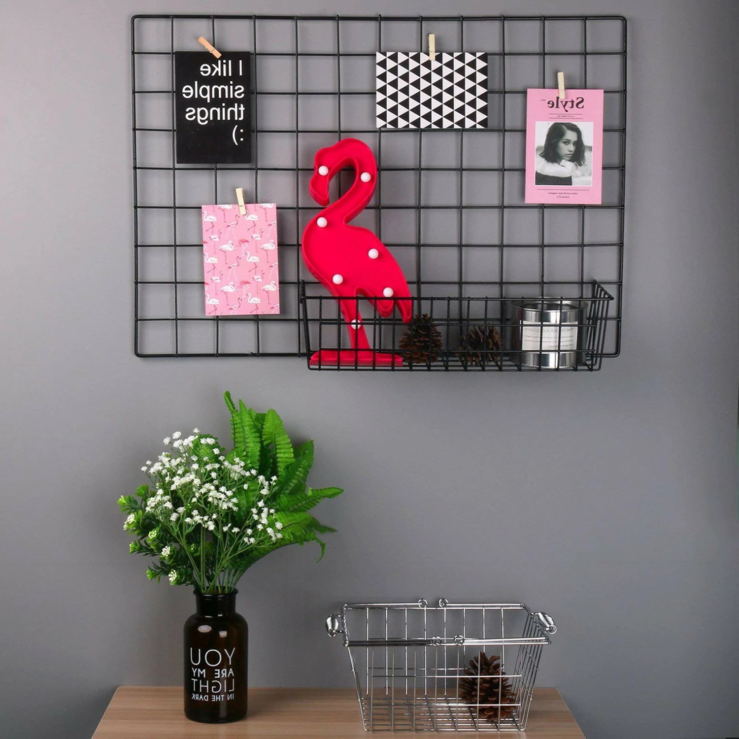 Aksesor dekorativ metalik për mur, Wallity, WR013, ngjyrë e zezë, 38x13x16 cm