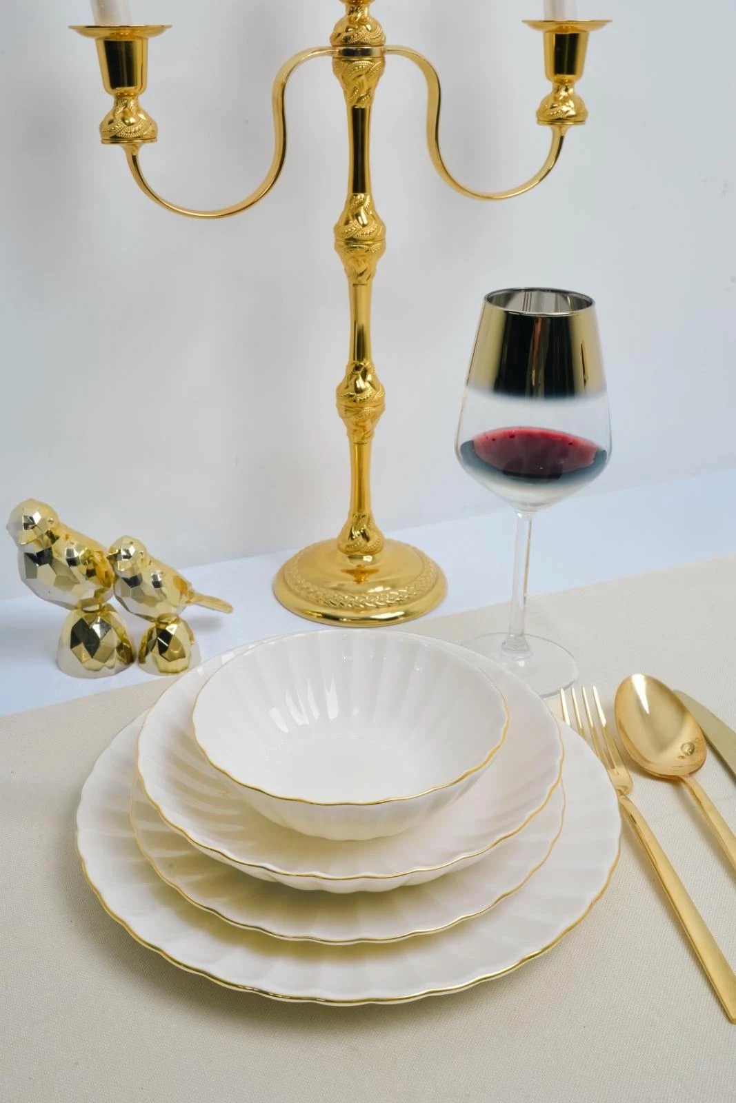 Set enësh darke (24 copë), Hermia Concept, Isil 24, e bardhë, ari