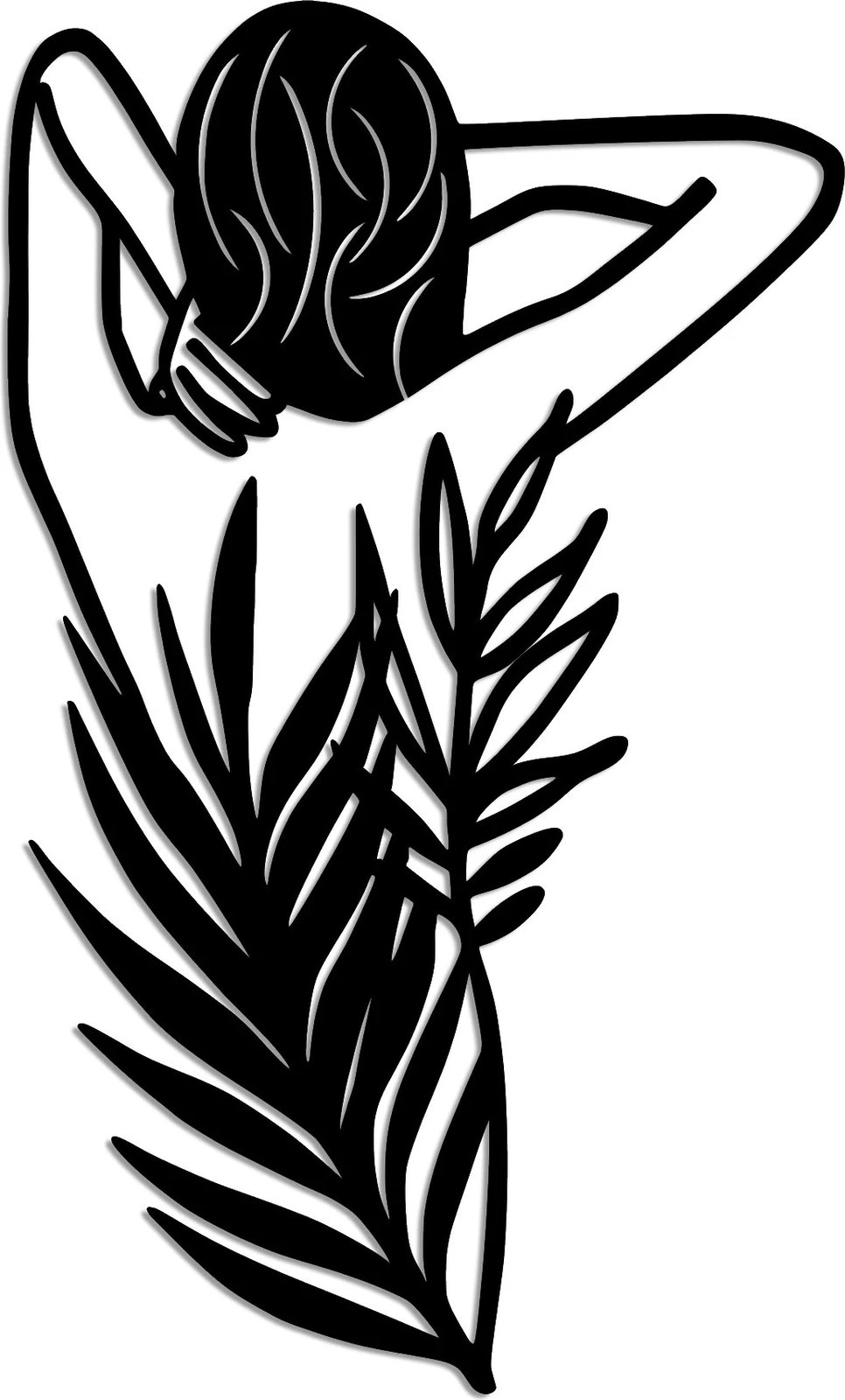 Aksesor dekorativ metalik për mur, grua me lule, Wallity