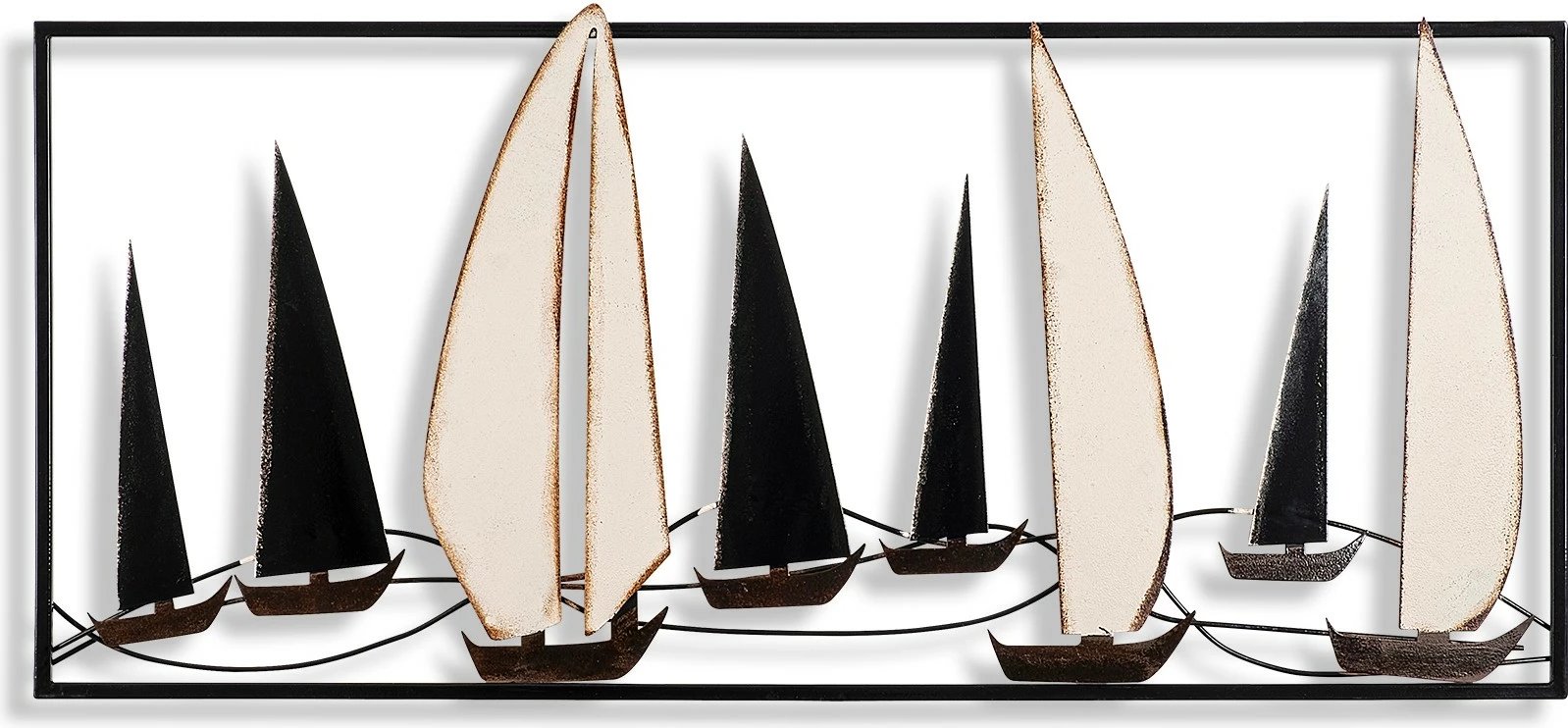 Aksesor dekorativ metalik për mur, Wallity, Yelkenli, shumëngjyrësh, 40x91x5cm