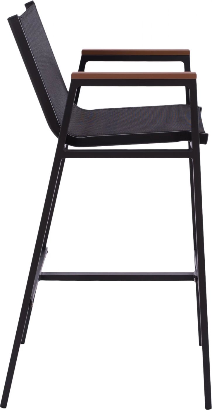 Karrige për bar alumini, ngjyrë qymyr druri, me polywood, 52 x 58 x 108 cm. FH5790.02