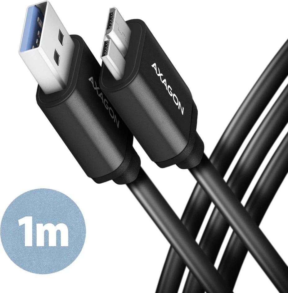 Kabllo AXAGON BUMM3-AM10AB, Micro-B USB në USB-A, 1m, 3A, e zezë