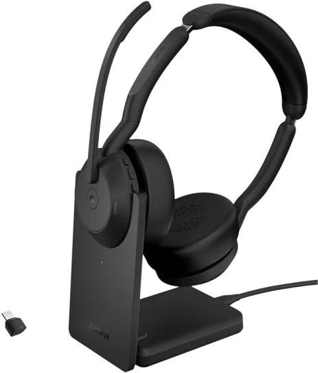 Kufje me mikrofon Jabra Evolve2 55 MS Stereo 25599-999-889 on-ear, wireless 30m, kabllo 1m, të zeza