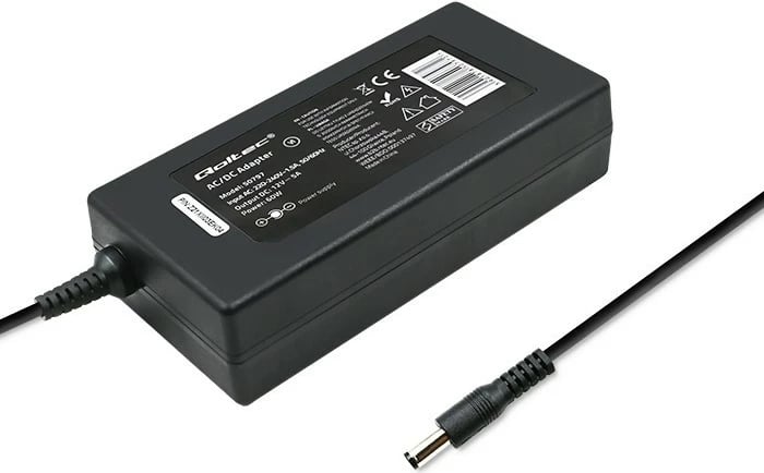 Adapter rryme Qoltec 50797, 60W, 12V, 5A, 5.5x2.1mm, me kabllo, i zi