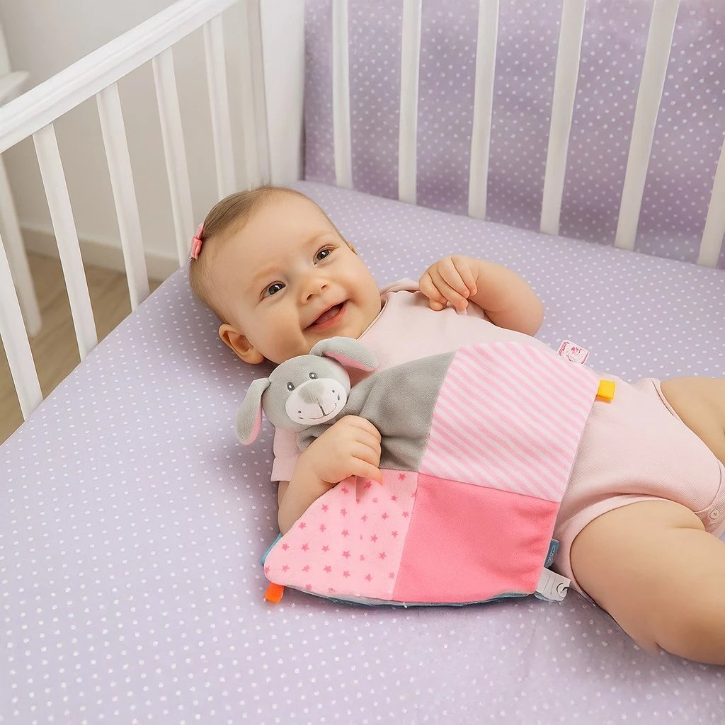 Lodër pelushi për bebe, Baby Mix Sleepy Dog, 36x31 cm, rozë