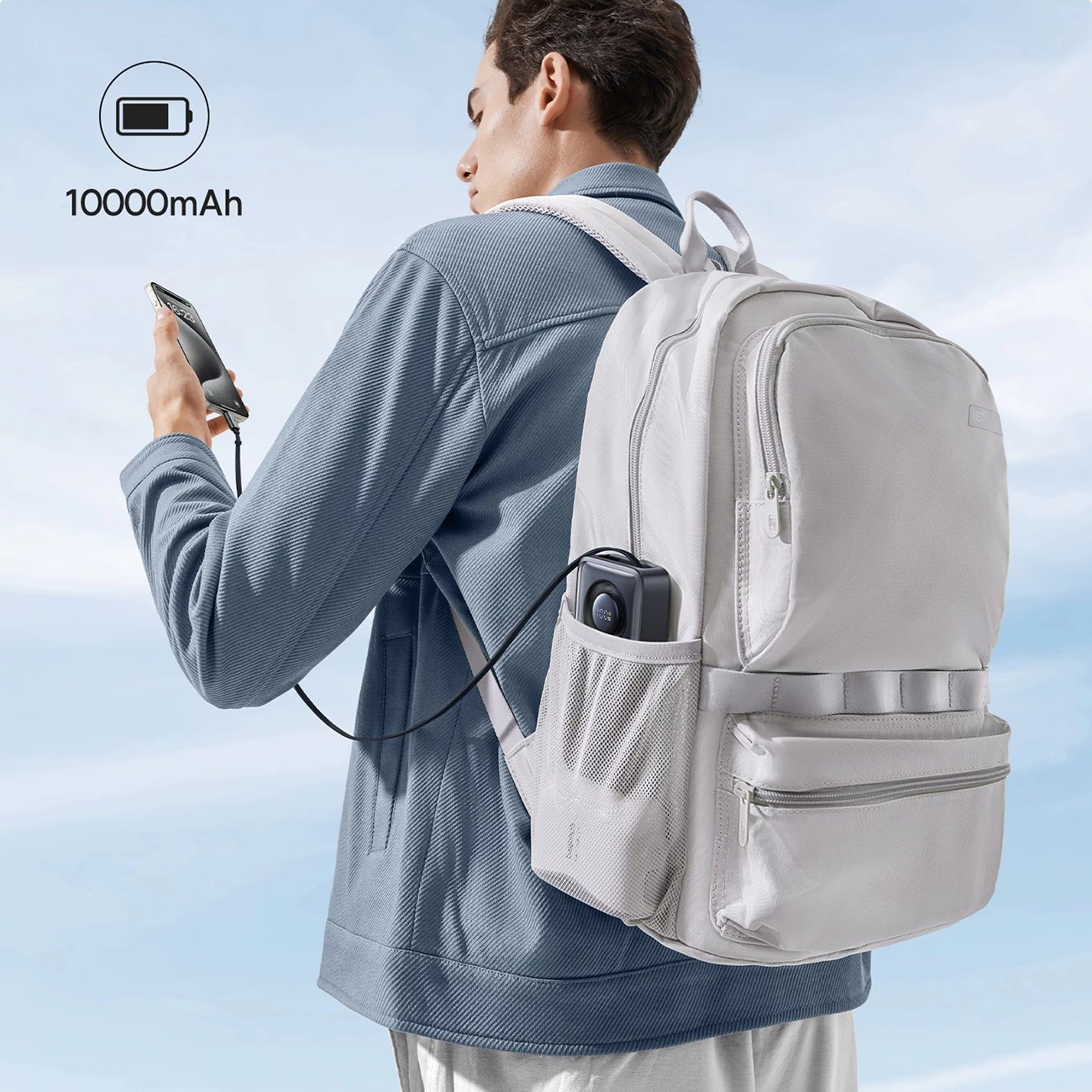 Powerbank Baseus Free2Pull 10000mAh, 30W, me kabllo USB-C tërheqëse, e zezë