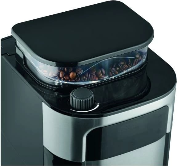 makinë kafeje Severin KA 4813 me bluarëse inoksi, 1.25L, ekran me prekje dhe timer, e zezë argjendtë