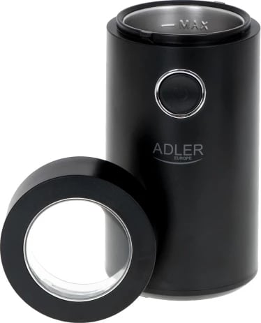 Mulli kafeje elektrik, Adler AD 4446, 150 W, kapacitet 75 g, kapak transparent, i zi/argjendtë