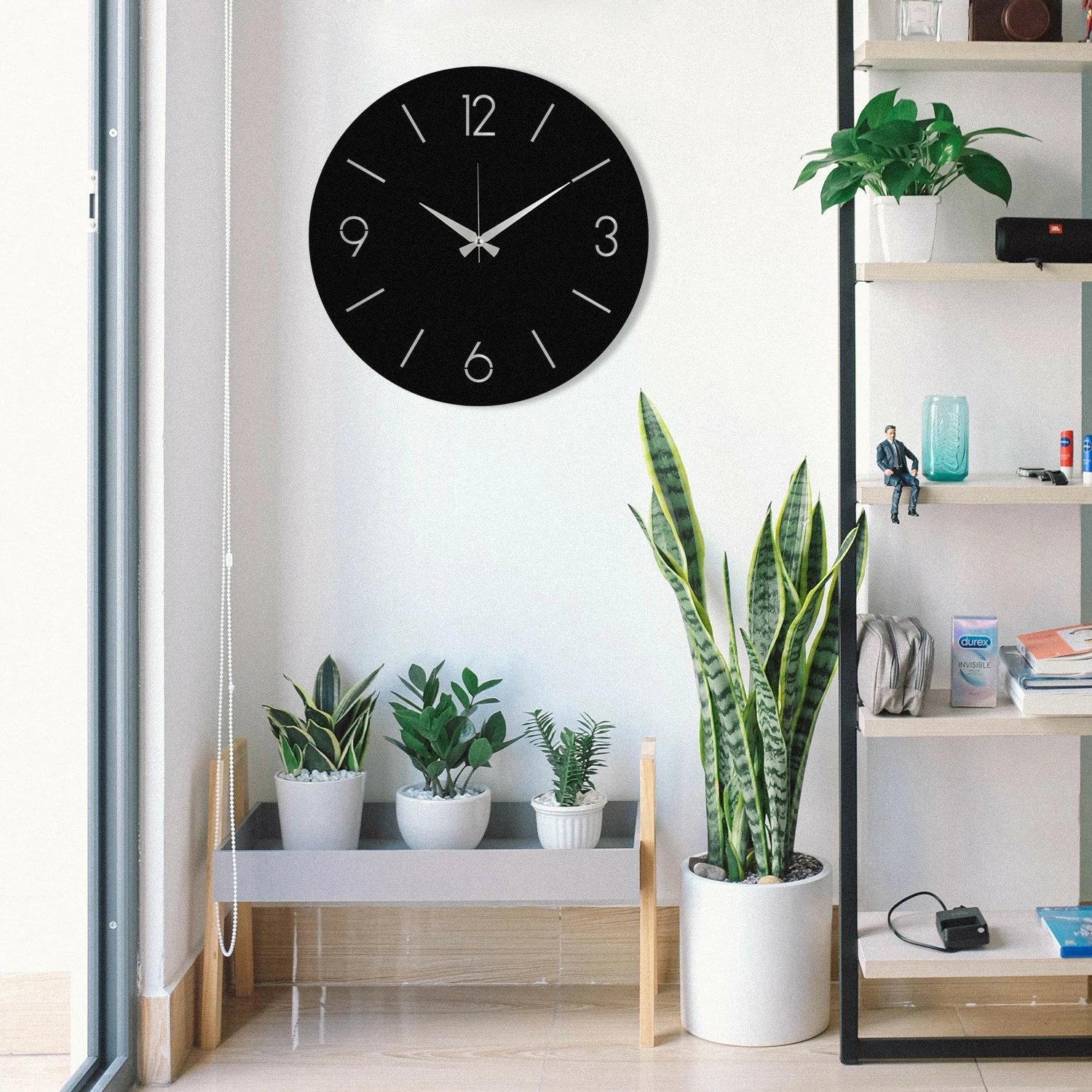 Orë muri dekorative metalike Wallity, Trevwela, e zezë, 48x48cm