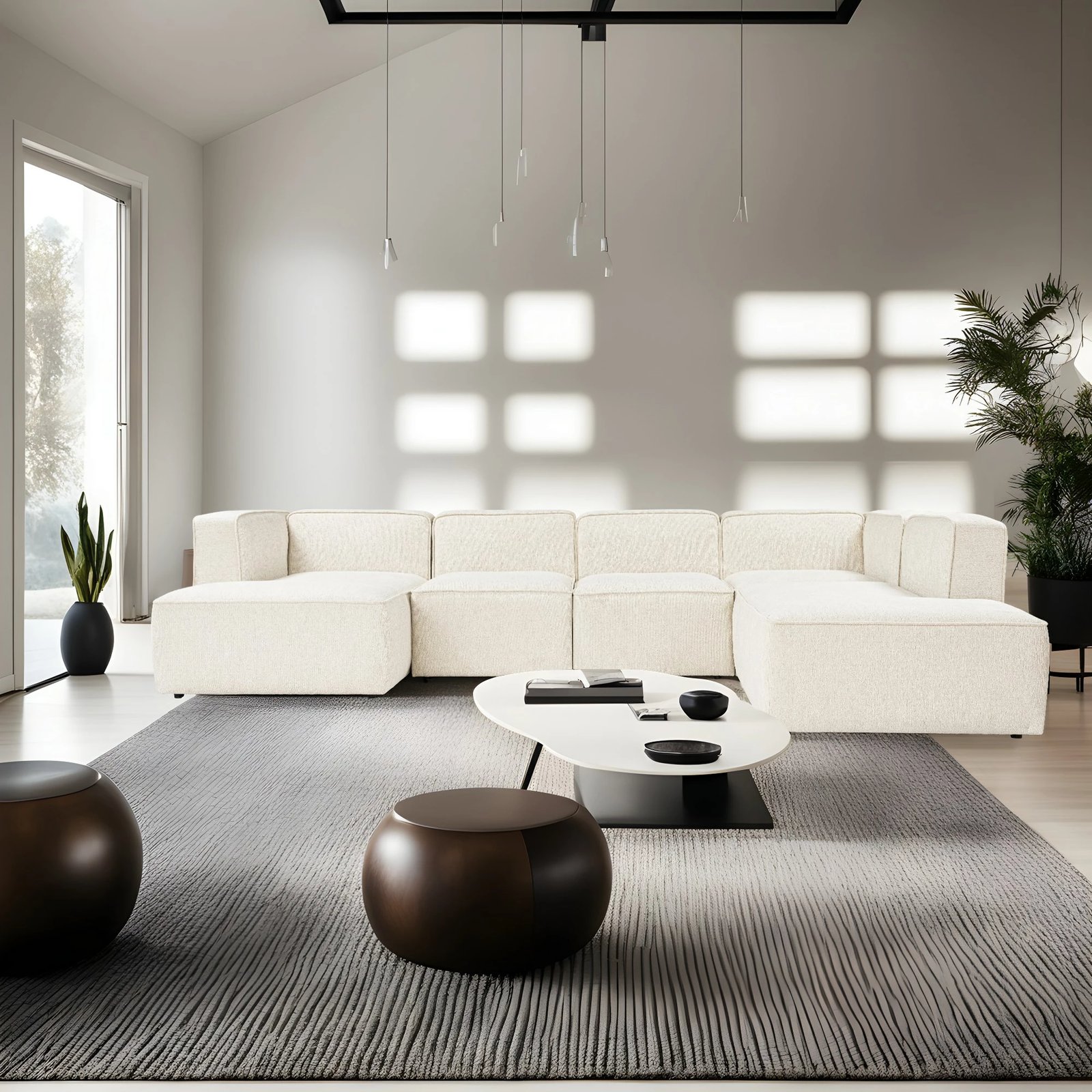 Këndore Atelier del Sofa More M (M5-M1-M1-M2-M3), krem