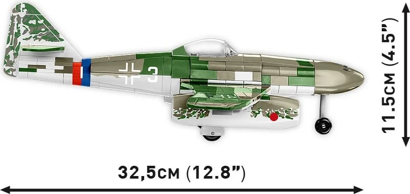 Set ndërtimi Cobi Klocki Messerschmitt Me262 A-1a, 390 pjesë, me figurë piloti, Jeshile/Gri Set ndërtimi Cobi Klocki Messerschmitt Me262 A-1a, 390 pjesë, me figurë piloti, Jeshile/Gri