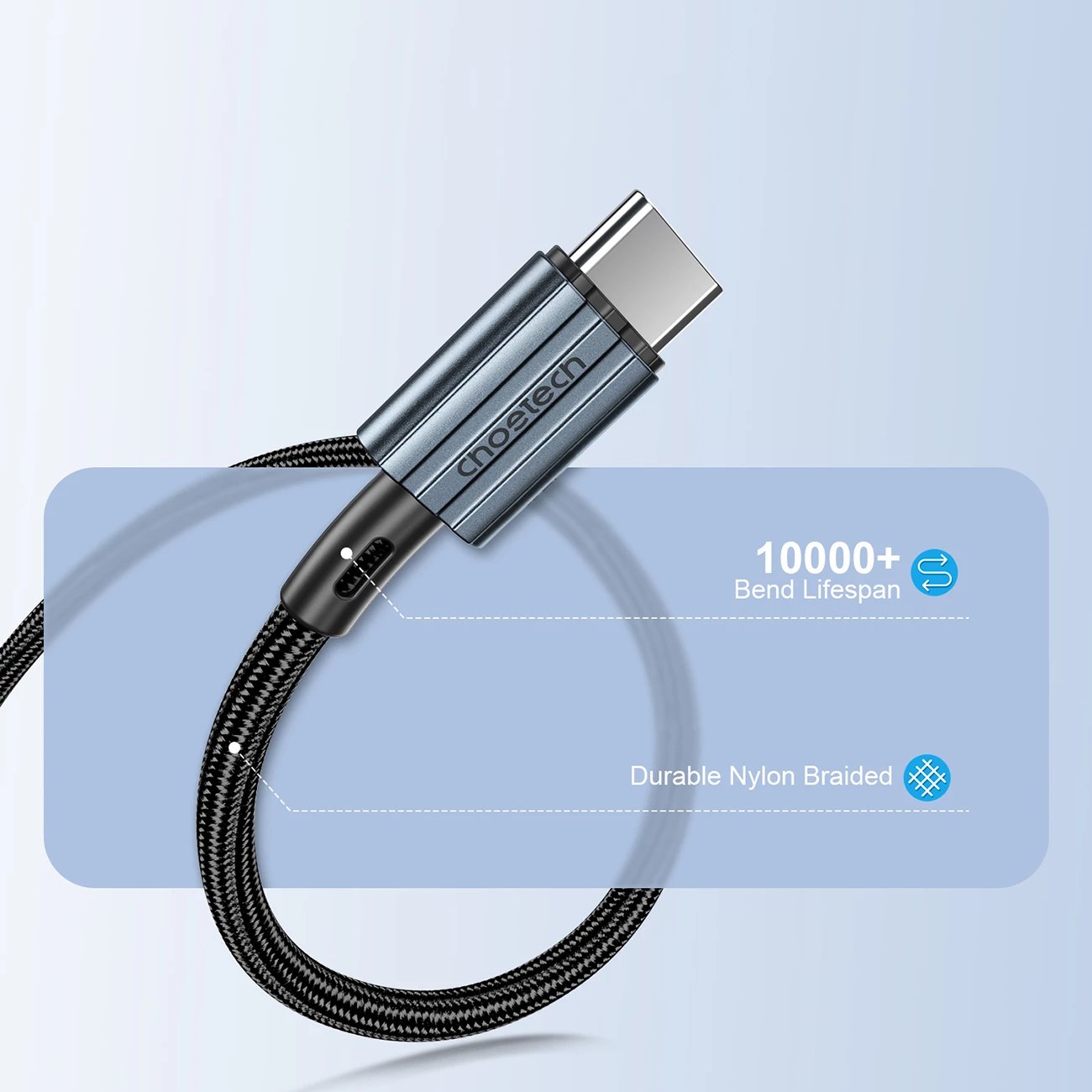 Kabllo USB-C në USB-C Choetech XCC-1014, 1.2m, 60W, Gri