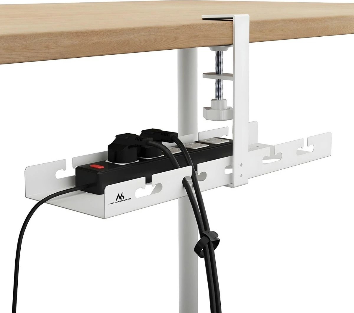 Organizues kabllosh nën tavolinë, Maclean MC-105W, 40 cm, ngarkesë 5 kg, montim me kapëse, i bardhë Organizues kabllosh nën tavolinë, Maclean MC-105W, 40 cm, ngarkesë 5 kg, montim me kapëse, i bardhë