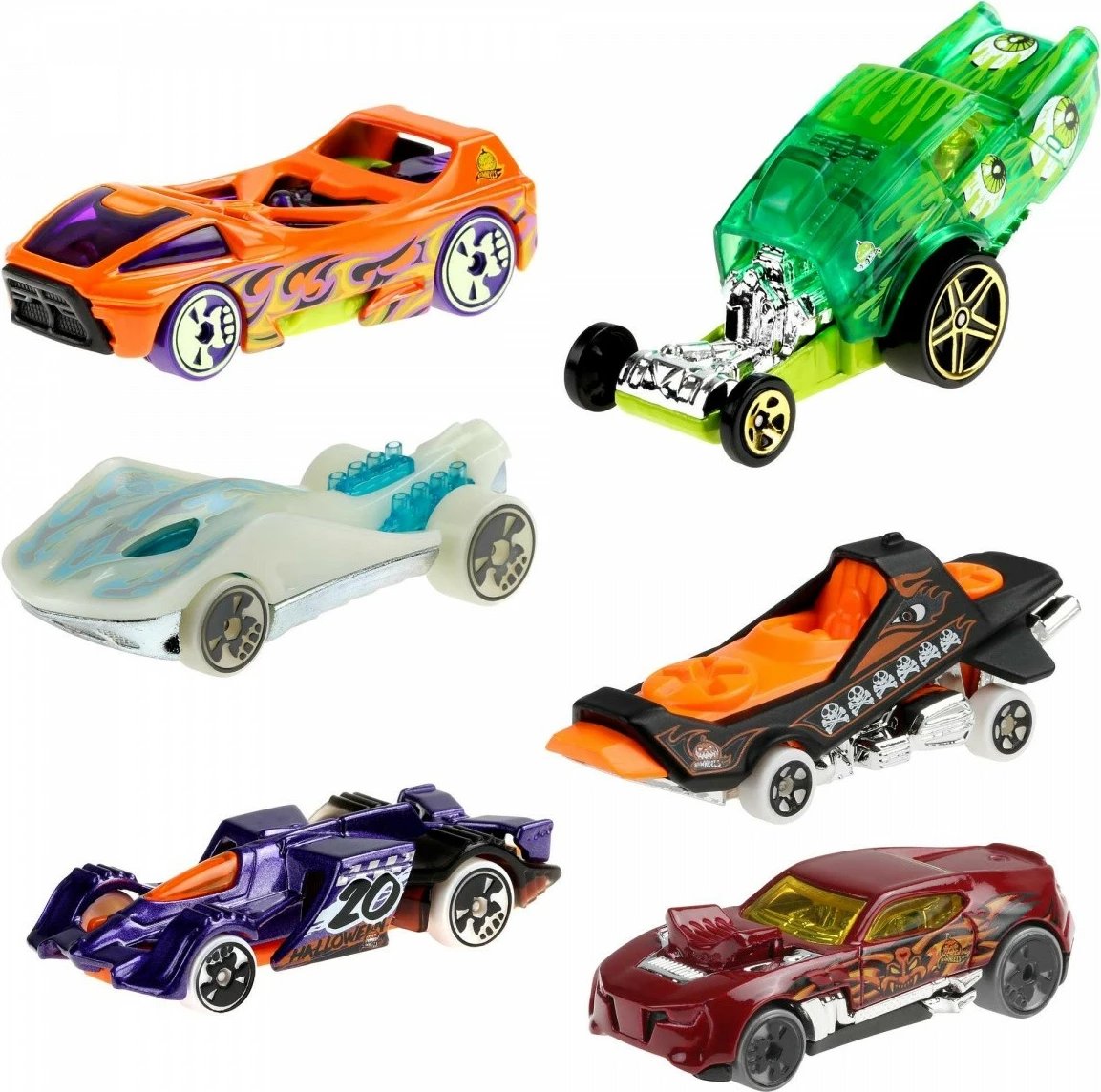 Set makina lodër, Hot Wheels, Halloween Car Assortment DXT91, shkalla 1:64, display 72 copë, ngjyra mix