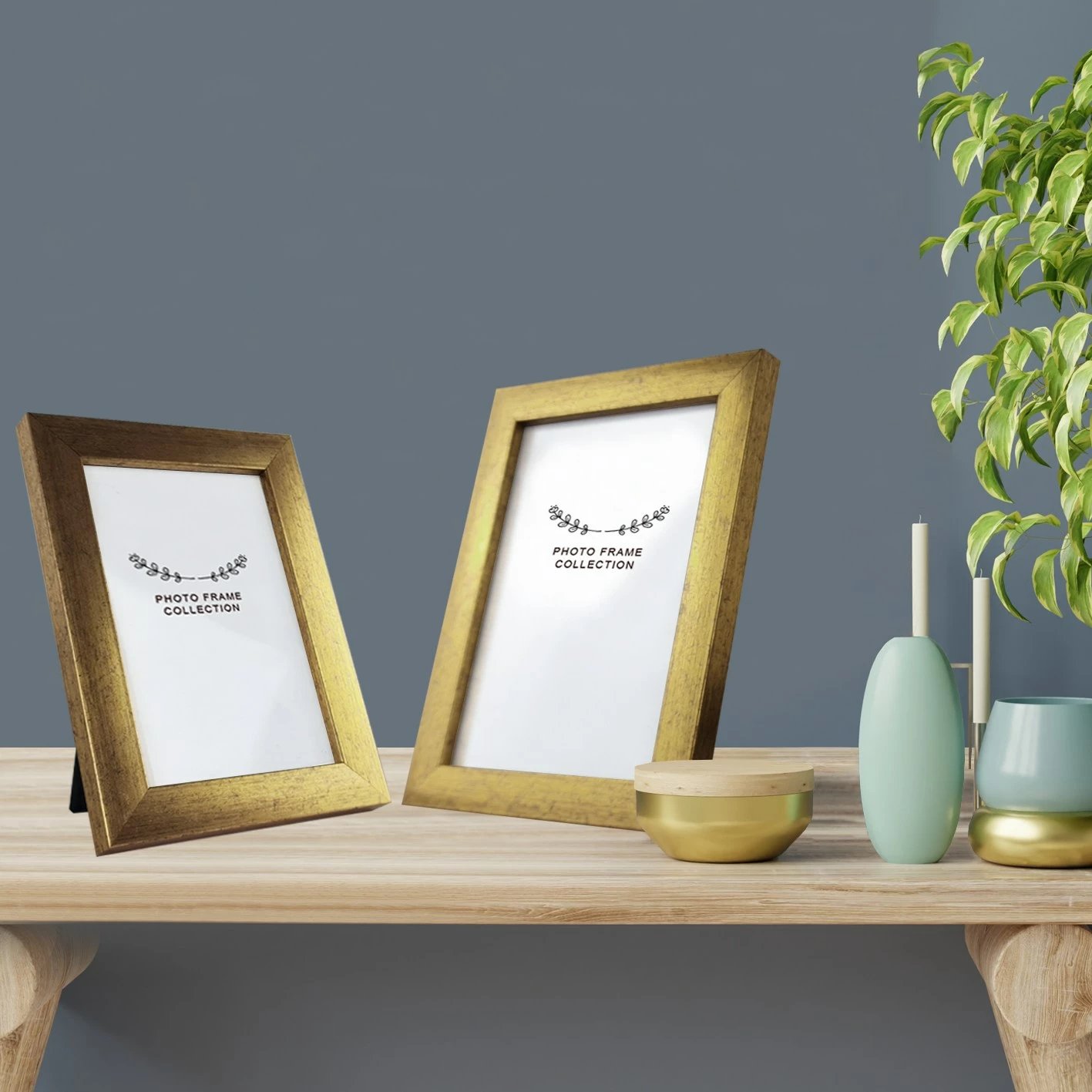 Set kornizash për foto, ngjyrë ari, Aberto Design, 2AFC1003_1015-1318, 2 copë