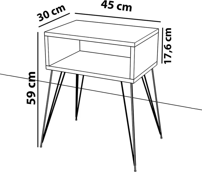 Komodinë Naida, ngjyrë e bardhë, 45x30x57cm