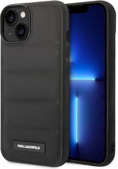 Mbështjellës Karl Lagerfeld KLHCP14SPSQAK për iPhone 14, 6.1", hardcase, i zi