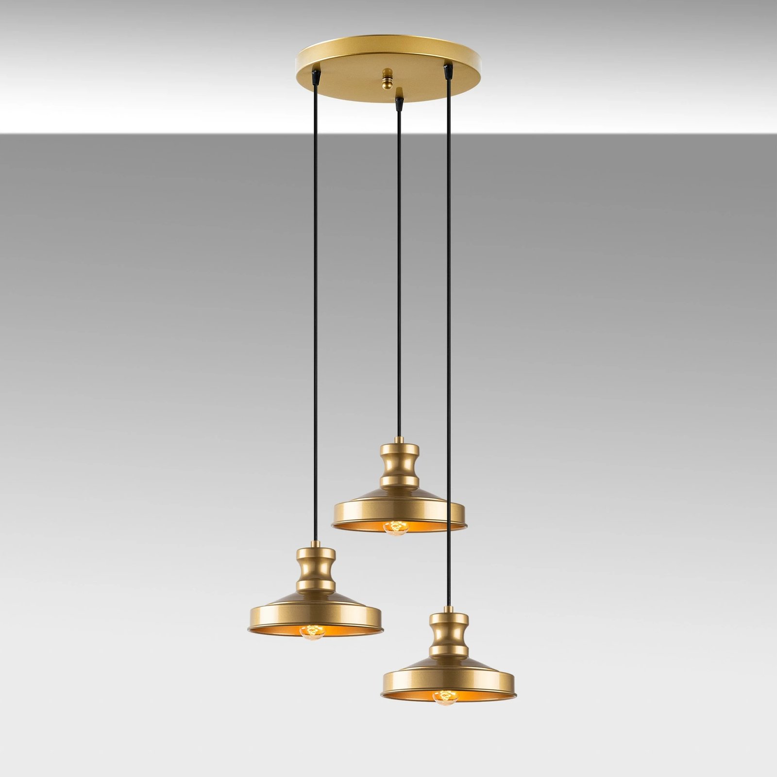 Llambë tavani Opviq, Gullu, ngjyrë ari, 3 copë