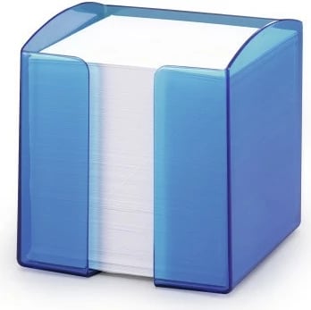 Mbajtës shënimesh Durable TREND, katror, plastik, blu transparent, 105x100x100mm